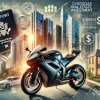 高級バイクと高層ビル群、パスポート、ドル紙幣、グラフなどが描かれた画像。海外不動産投資と資産防衛の関係を象徴するビジュアル。