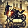 高級バイクとスーツ姿の投資家が都市の夜景を背に立つ様子。資産運用・課税リスクを象徴するグラフや金融アイコンが背景に広がる構図。