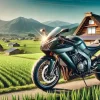 日本の田舎風景に佇む高級バイク｜資産価値としてのバイク投資を象徴する一枚。