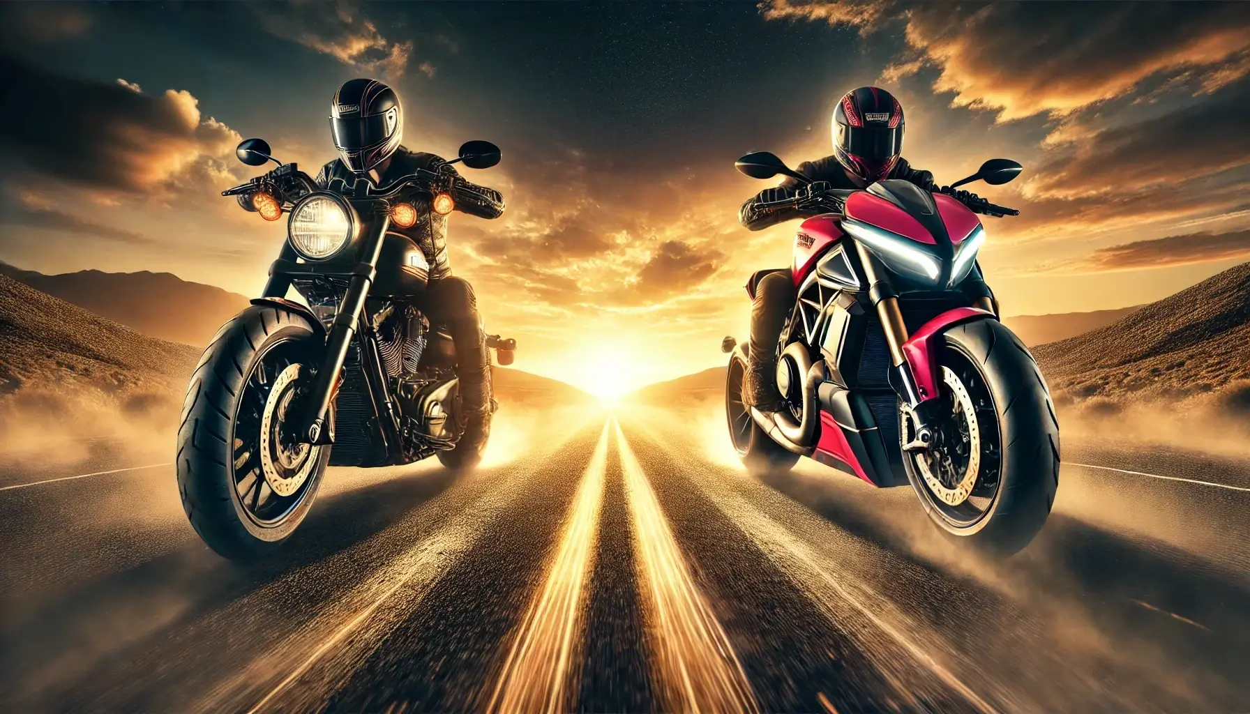 ローライダーSとディアベルV4のマッスルバイク対決を描いたイメージ画像