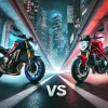 ヤマハ MT-09とドゥカティ モンスター937が対峙するスポーツネイキッド比較画像